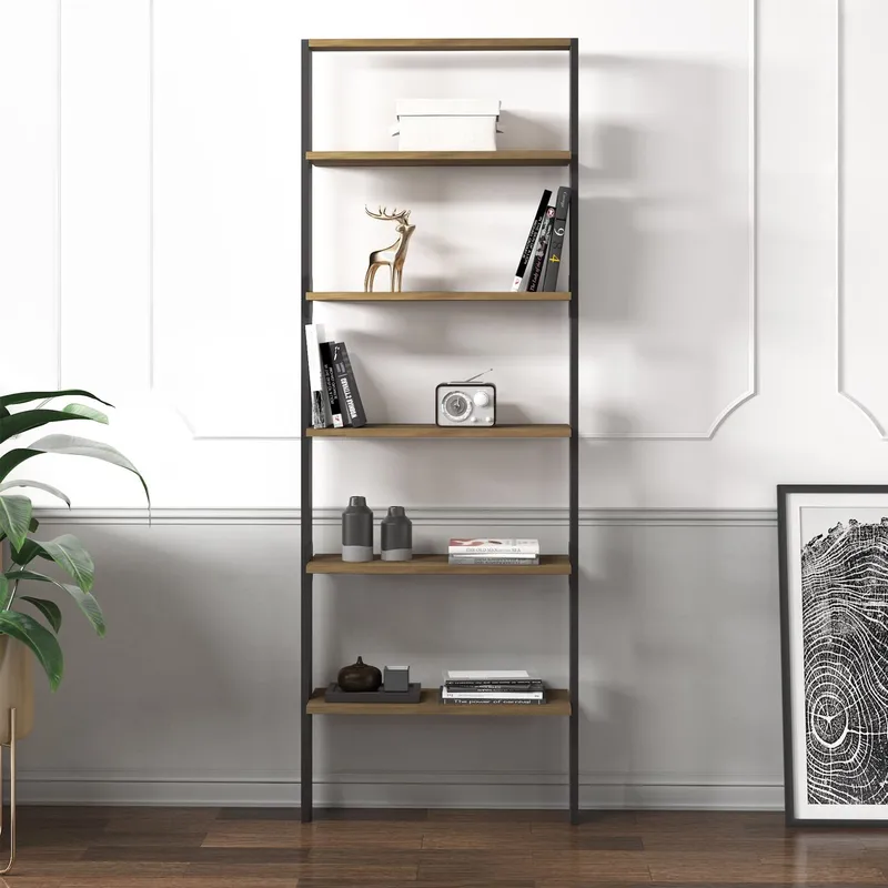 Branik Bokhylla 61x180x25 cm - Antracit och antik valnöt - Förvaring - Hylla - Bokhylla