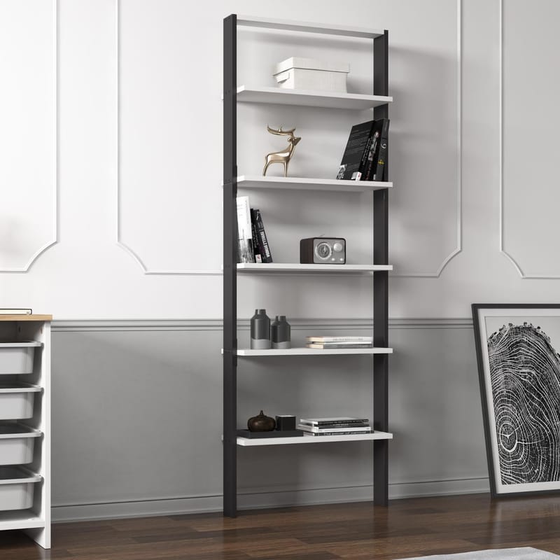 Branik Bokhylla 61x180x25 cm - Antracit och vit - Förvaring - Hylla - Bokhylla
