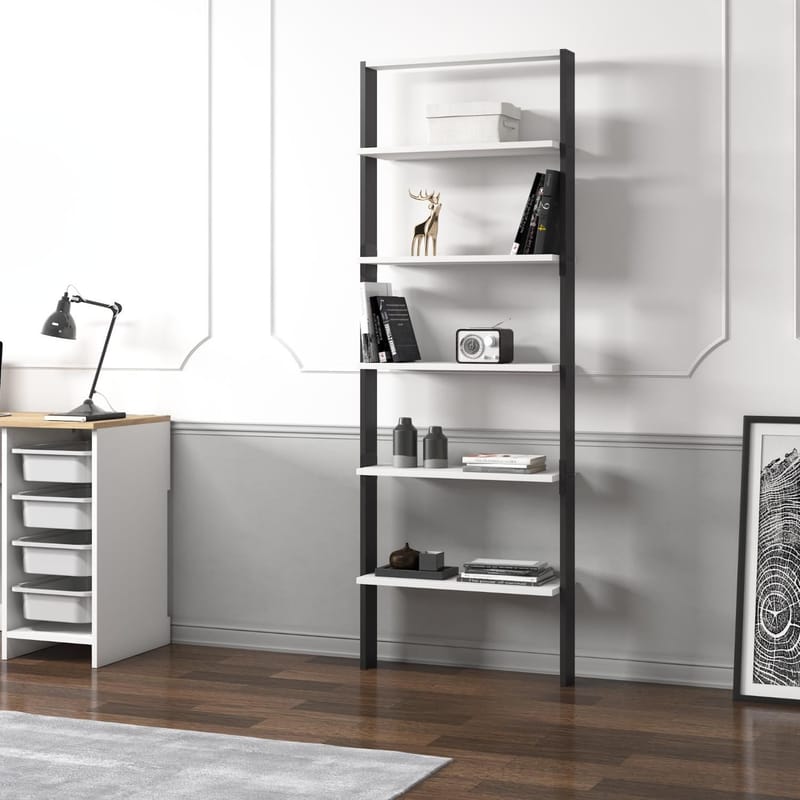 Branik Bokhylla 61x180x25 cm - Antracit och vit - Förvaring - Hylla - Bokhylla