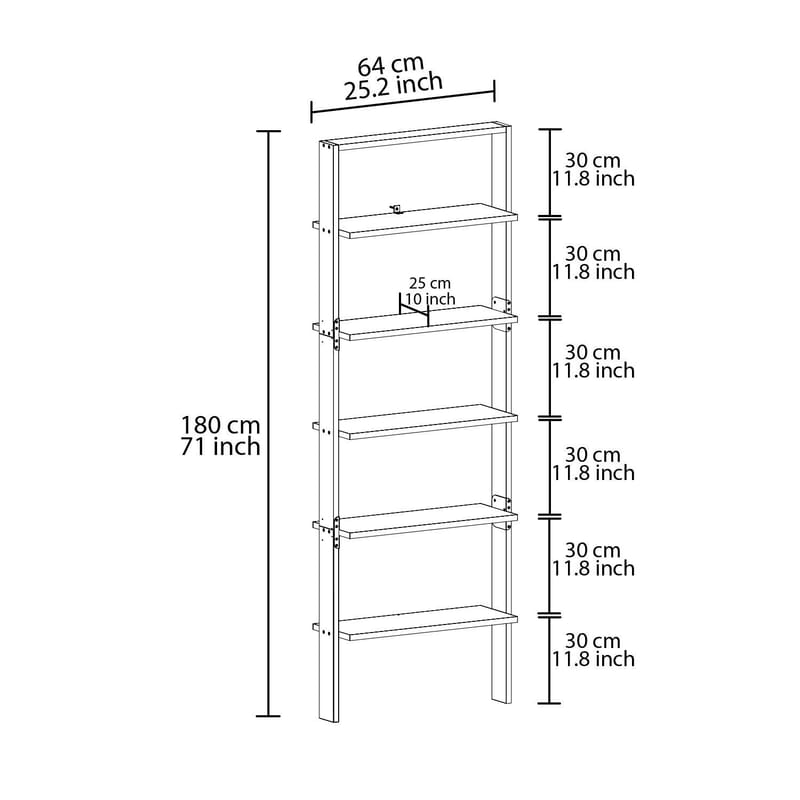 Branik Bokhylla 61x180x25 cm - Travertine och Anthracite - Förvaring - Hylla - Bokhylla