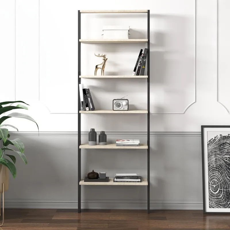 Branik Bokhylla 61x180x25 cm - Travertine och Anthracite - Förvaring - Hylla - Bokhylla