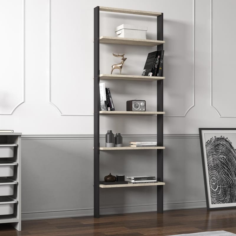 Branik Bokhylla 61x180x25 cm - Travertine/Anthracite - Förvaring - Hylla - Bokhylla
