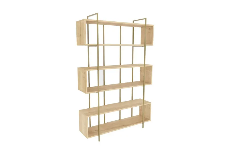 Bruti Bokhylla 120 cm i Ek, Brun|Gul