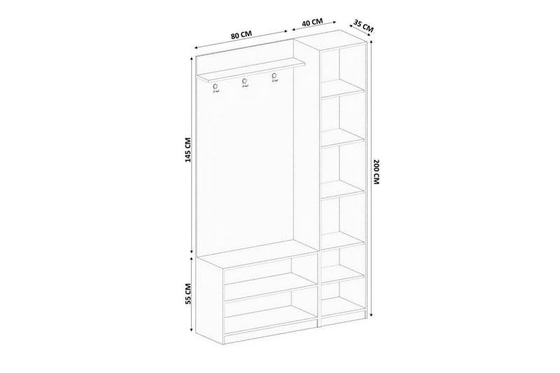 Caeton Hyllsystem 200 cm - Matt Vit - Förvaring - Skåp - Förvaringsskåp
