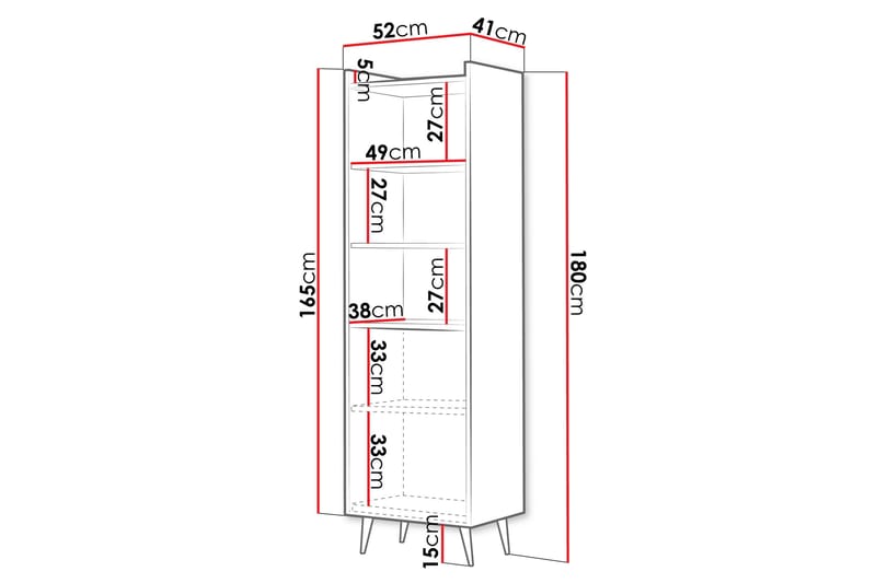 Chiku Bokhylla 52 cm - Beige - Förvaring - Hylla - Bokhylla