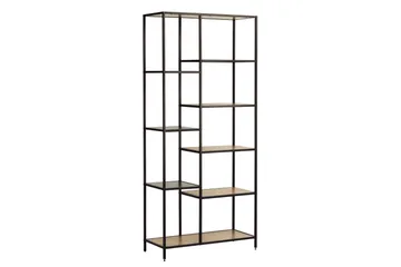 Cytis Industriell Bokhylla 80 cm i Metall med Träskiva - Svart - Förvaring - Hylla - Bokhylla