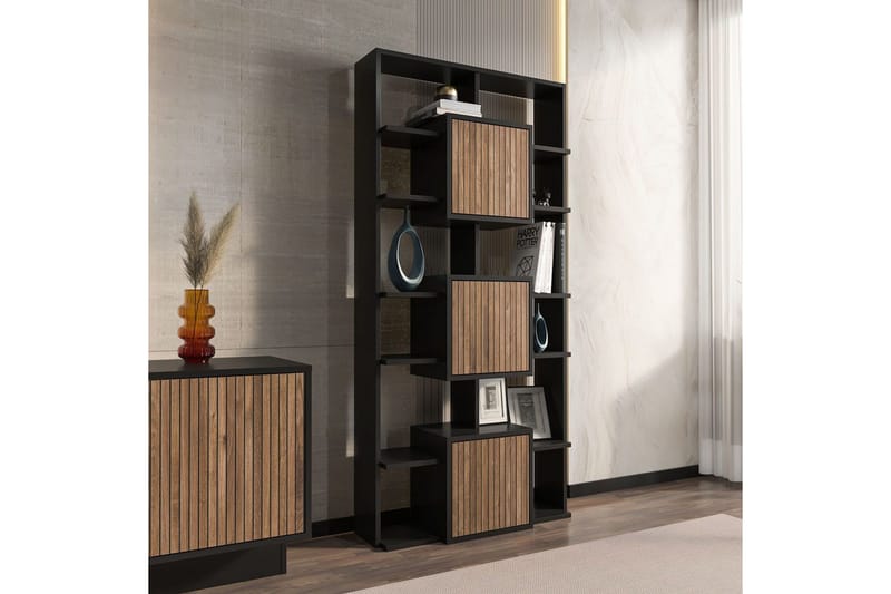Dargaville Bokhylla 85 cm - Svart/Valnöt - Förvaring - Hylla - Bokhylla
