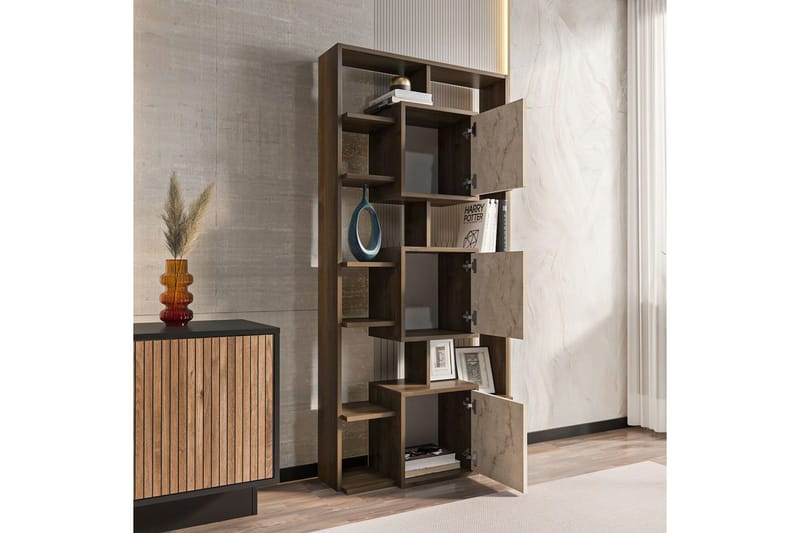 Dargaville Bokhylla 85 cm - Valnöt/Travertine - Förvaring - Hylla - Bokhylla