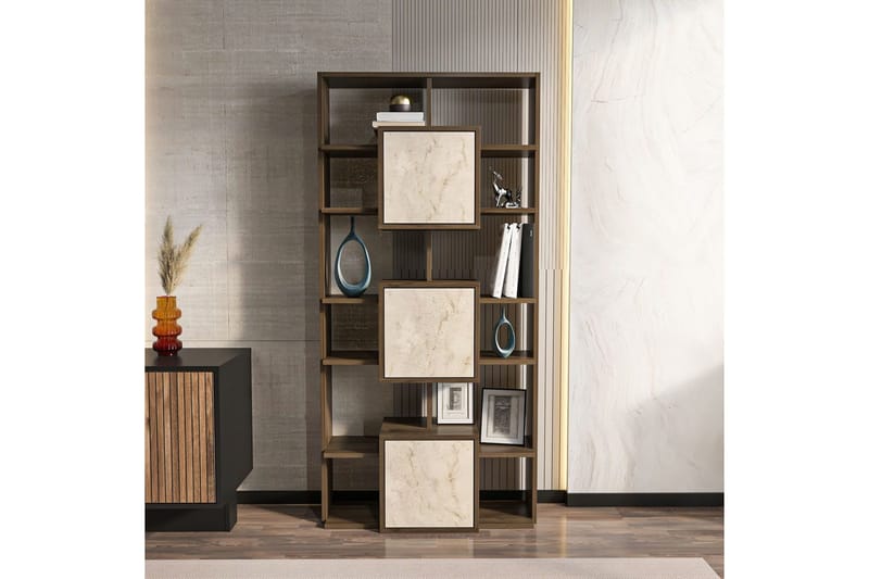 Dargaville Bokhylla 85 cm - Valnöt/Travertine - Förvaring - Hylla - Bokhylla