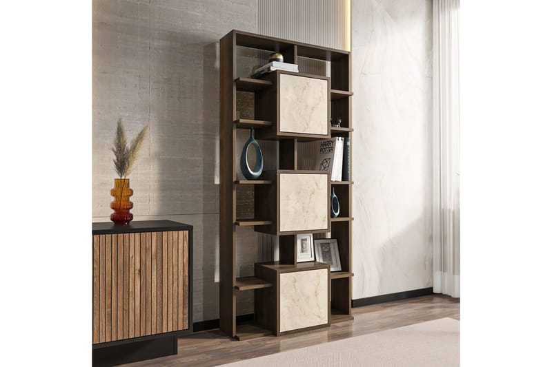 Dargaville Bokhylla 85 cm - Valnöt/Travertine - Förvaring - Hylla - Bokhylla