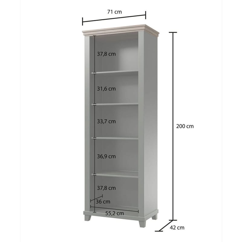 Evora Bokhylla 200 cm i Ek - Grön - Förvaring - Hylla - Bokhylla