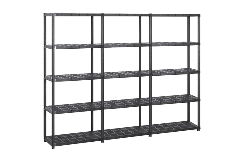 Förvaringshylla 5 hyllor svart 213x38x170 cm plast - Svart - Förvaring - Hylla - Vägghylla