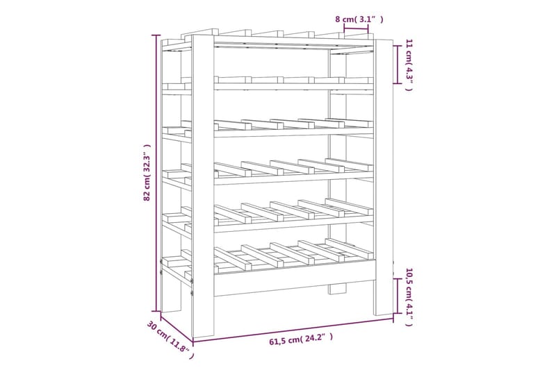beBasic Vinställ 61,5x30x82 cm massiv furu - Brown - Vinställ & vinhylla