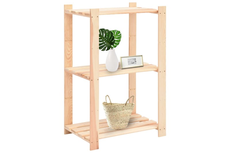 Förvaringshylla 3 hyllor 2 st 60x38x90 cm massiv furu 150 kg - Beige - Förvaring - Hylla - Förvaringshylla - Lagerhylla