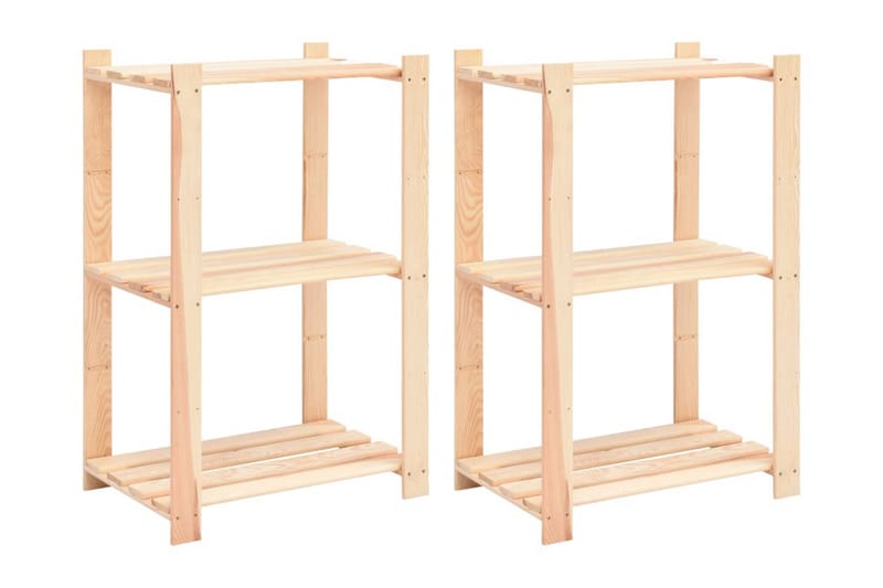 Förvaringshylla 3 hyllor 2 st 60x38x90 cm massiv furu 150 kg - Beige - Förvaring - Hylla - Förvaringshylla - Lagerhylla