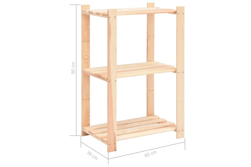 Förvaringshylla 3 hyllor 2 st 60x38x90 cm massiv furu 150 kg - Beige - Förvaring - Hylla - Förvaringshylla - Lagerhylla