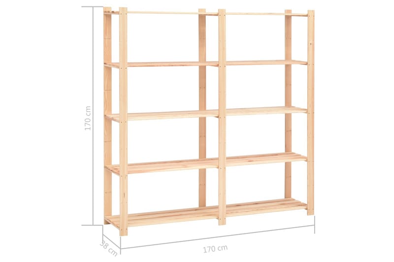 Förvaringshylla 5 hyllplan 170x38x170 massivt furu 500 kg - Beige - Förvaring - Hylla - Förvaringshylla - Lagerhylla