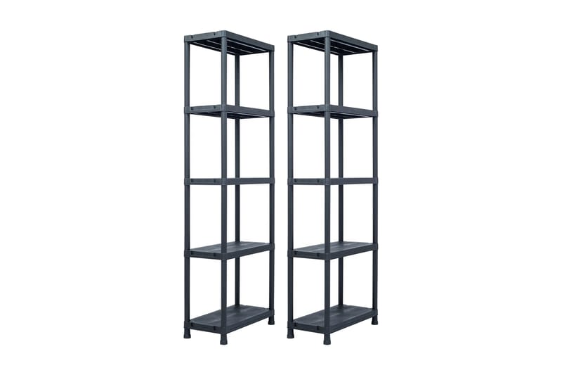 Förvaringshyllor 2 st svart 125 kg 60x30x180 cm plast - Svart - Förvaring - Hylla - Förvaringshylla - Lagerhylla