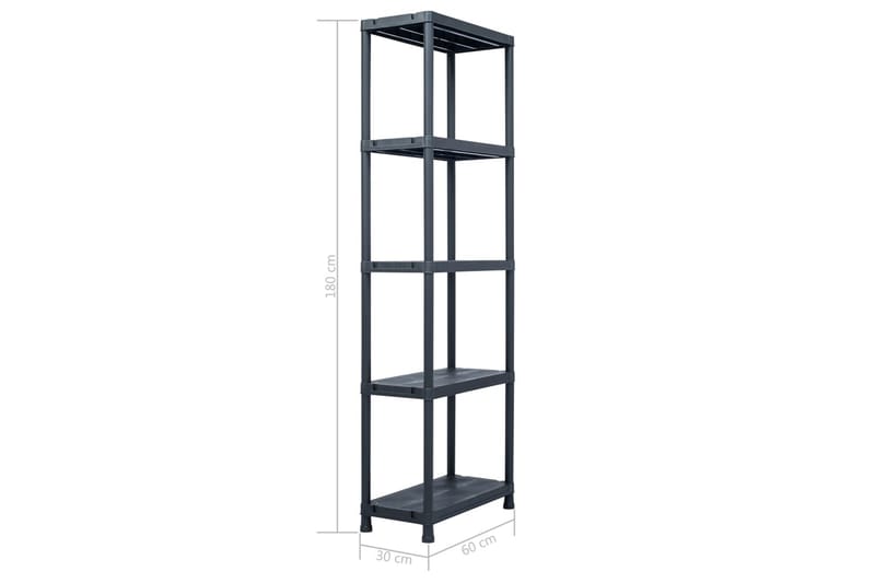 Förvaringshyllor 2 st svart 125 kg 60x30x180 cm plast - Svart - Förvaring - Hylla - Förvaringshylla - Lagerhylla