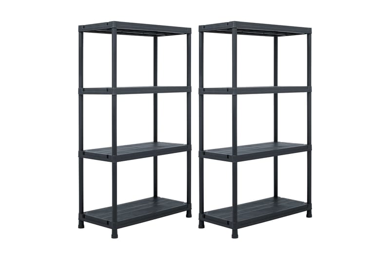 Förvaringshyllor 2 st svart 60x30x138 cm plast - Svart - Förvaring - Hylla - Förvaringshylla - Lagerhylla