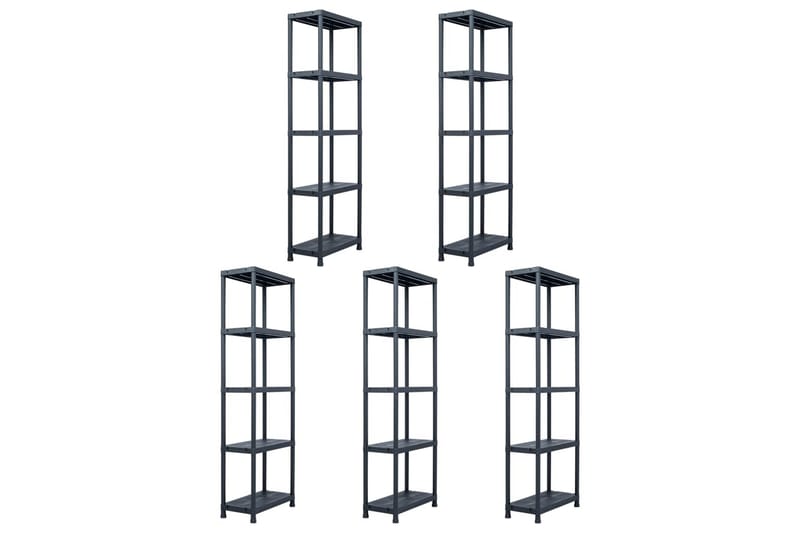 Förvaringshyllor 5 st svart 125 kg 60x30x180 cm plast - Svart - Förvaring - Hylla - Förvaringshylla - Lagerhylla