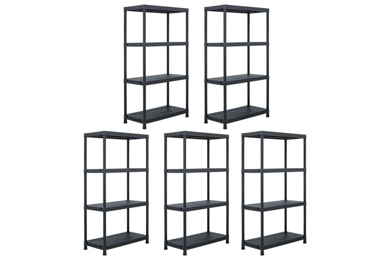 Förvaringshyllor 5 st svart 60x30x138 cm plast - Svart - Förvaring - Hylla - Förvaringshylla - Lagerhylla
