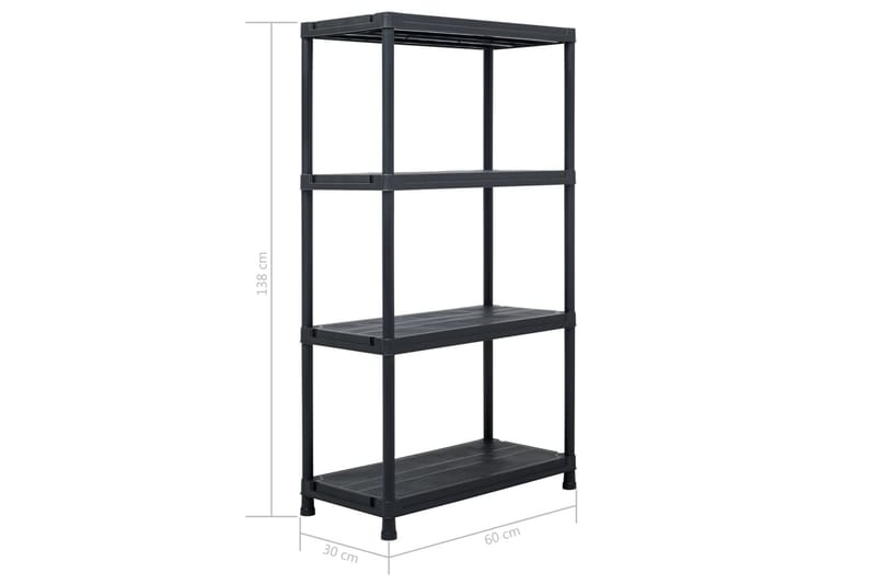 Förvaringshyllor 5 st svart 60x30x138 cm plast - Svart - Förvaring - Hylla - Förvaringshylla - Lagerhylla