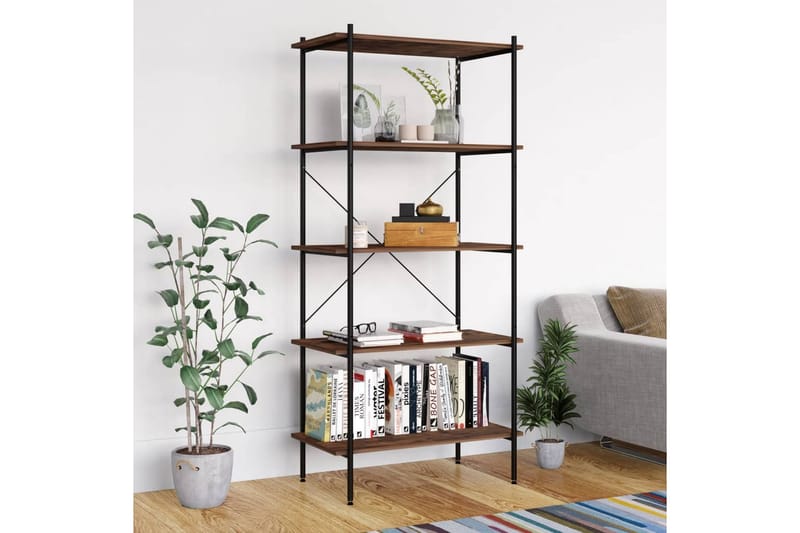 Hyllenhet med 5 hyllplan svart och mörkt trä 80x40x163 cm - Svart - Förvaring - Hylla - Förvaringshylla - Lagerhylla