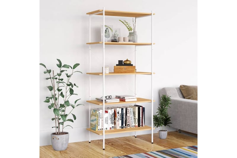 Hyllenhet med 5 hyllplan vit och ek 80x40x163 cm - Vit - Förvaring - Hylla - Förvaringshylla - Lagerhylla