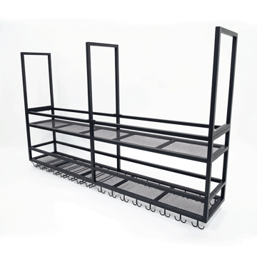 Takhängd vinhylla för köksö | Vin & glashållare | 160×30 cm | Svart - Förvaring - Hylla - Förvaringshylla - Vinställ & vinhylla