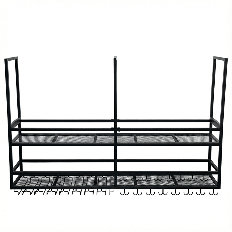 Takhängd vinhylla för köksö | Vin & glashållare | 160×30 cm | Svart - Förvaring - Hylla - Förvaringshylla - Vinställ & vinhylla