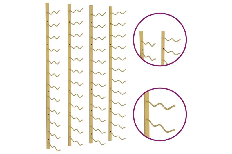 Väggmonterat vinställ för 24 flaskor 2 st guld järn - Guld - Vinställ & vinhylla