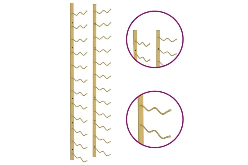 Väggmonterat vinställ för 24 flaskor guld järn - Guld - Vinställ & vinhylla