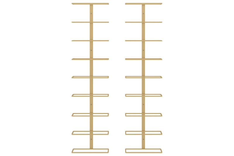 Väggmonterat vinställ för 9 flaskor 2 st guld järn - Guld - Vinställ & vinhylla