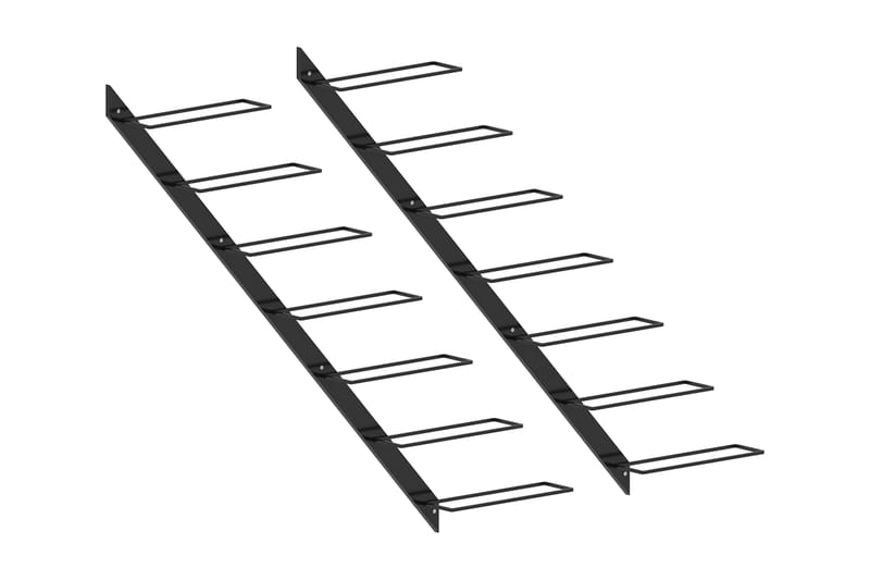 Väggmonterade vinställ för 14 flaskor 2 st svart metall - Svart - Vinställ & vinhylla