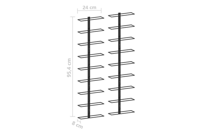 Väggmonterade vinställ för 18 flaskor 2 st svart järn - Svart - Vinställ & vinhylla