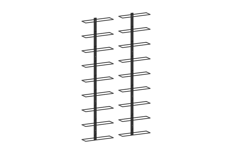 Väggmonterade vinställ för 18 flaskor 2 st svart järn - Svart - Vinställ & vinhylla