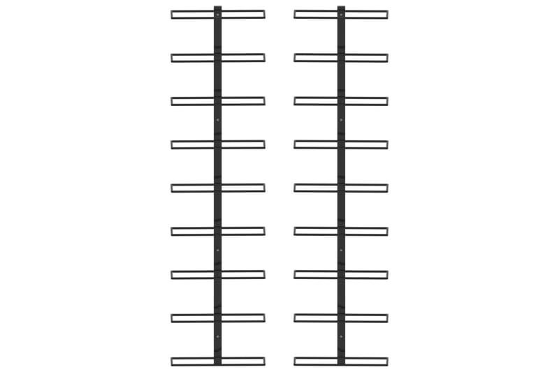 Väggmonterade vinställ för 18 flaskor 2 st svart järn - Svart - Vinställ & vinhylla