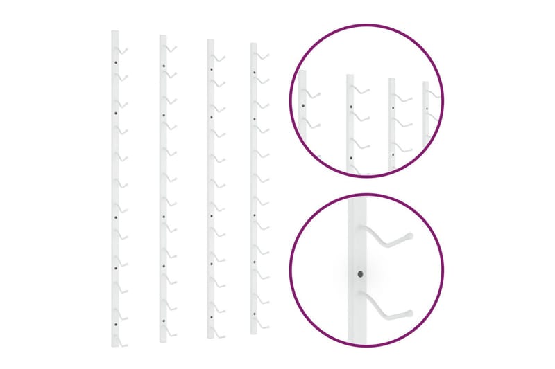 Väggmonterat vinställ för 12 flaskor 2 st vit järn - Vit - Vinställ & vinhylla