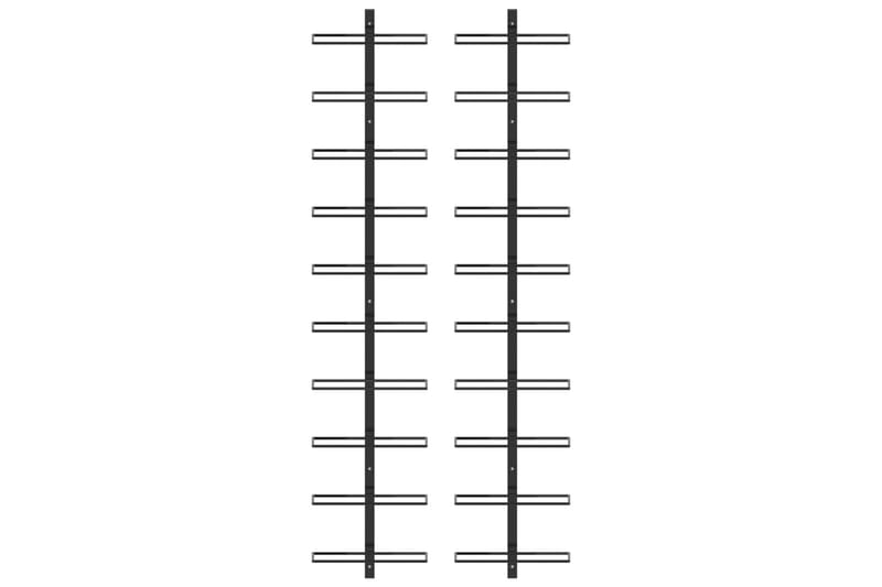 Väggmonterat vinställ för 20 flaskor 2 st svart metall - Svart - Förvaring - Hylla - Förvaringshylla - Vinställ & vinhylla