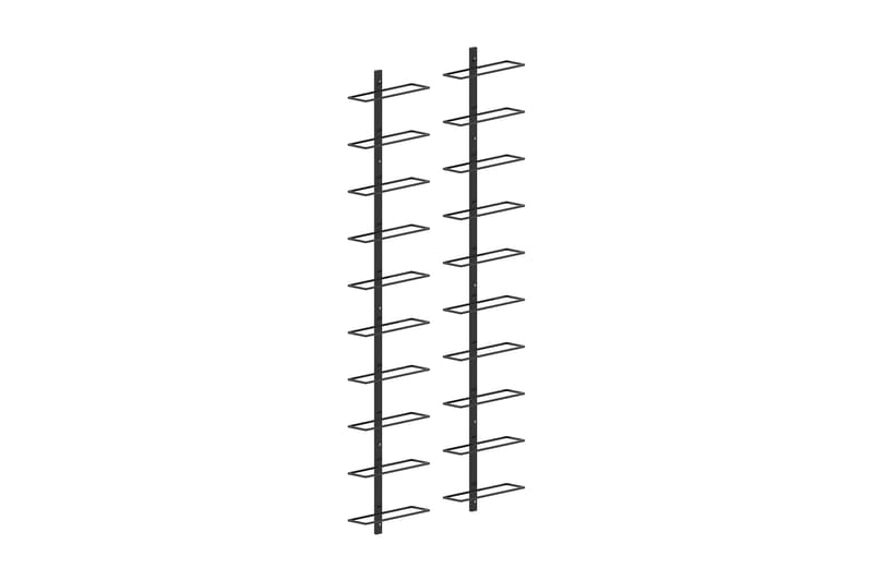 Väggmonterat vinställ för 20 flaskor 2 st svart metall - Svart - Vinställ & vinhylla