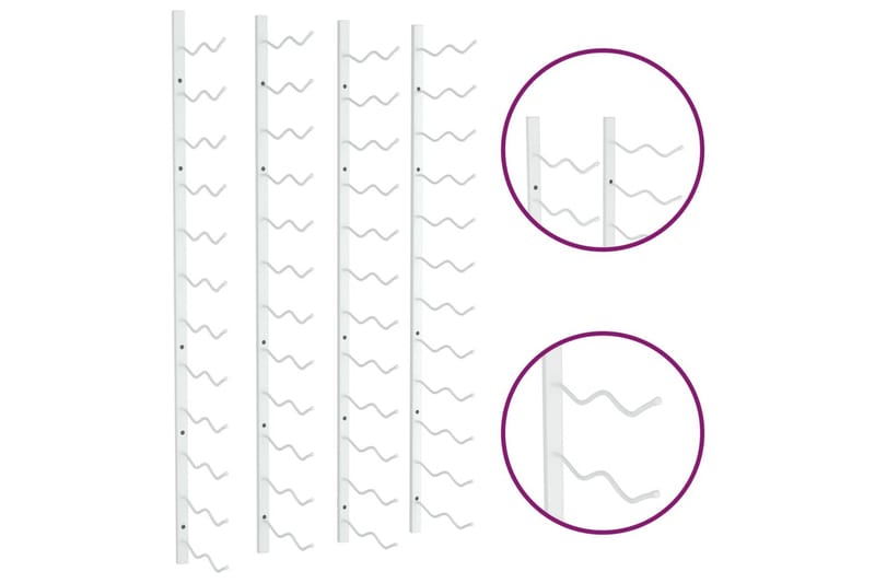 Väggmonterat vinställ för 24 flaskor 2 st vit järn - Vit - Vinställ & vinhylla