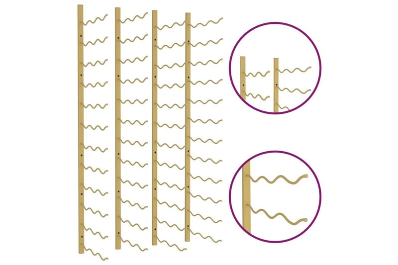 Väggmonterat vinställ för 36 flaskor 2 st guld järn - Guld - Vinställ & vinhylla