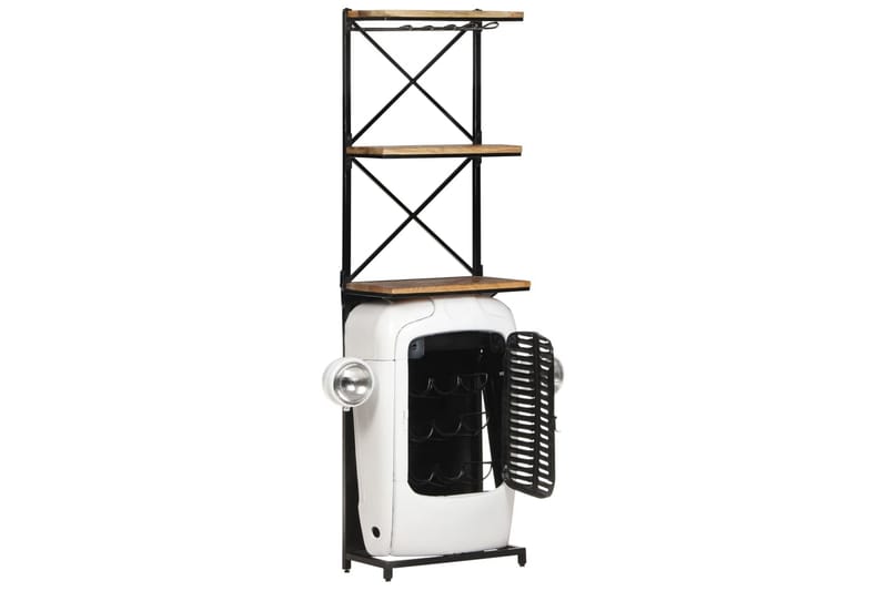 Vinhylla traktor vit 49x31x170 cm grovt mangoträ - Vit - Förvaring - Hylla - Förvaringshylla - Vinställ & vinhylla