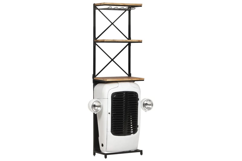 Vinhylla traktor vit 49x31x170 cm grovt mangoträ - Vit - Förvaring - Hylla - Förvaringshylla - Vinställ & vinhylla