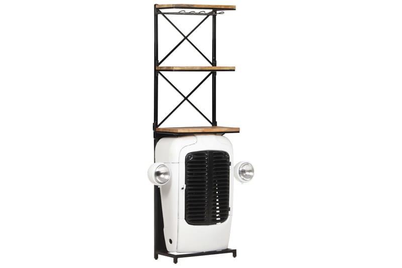 Vinhylla traktor vit 49x31x170 cm grovt mangoträ - Vit - Förvaring - Hylla - Förvaringshylla - Vinställ & vinhylla