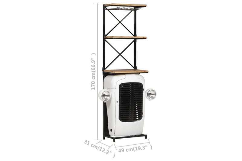Vinhylla traktor vit 49x31x170 cm grovt mangoträ - Vit - Förvaring - Hylla - Förvaringshylla - Vinställ & vinhylla