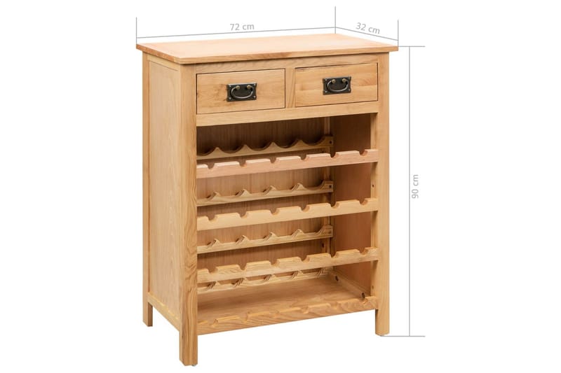 Vinskåp 72x32x90 cm massiv ek - Brun - Förvaring - Hylla - Förvaringshylla - Vinställ & vinhylla