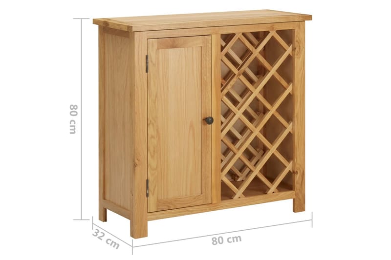 Vinskåp för 11 flaskor 80x32x80 cm massiv ek - Brun - Förvaring - Hylla - Förvaringshylla - Vinställ & vinhylla