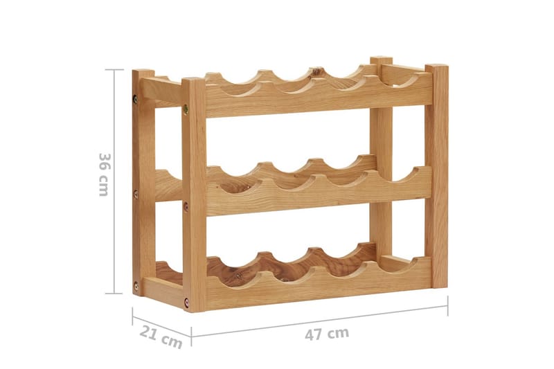 Vinställ för 12 flaskor 47x21x36 cm massiv ek - Brun - Vinställ & vinhylla